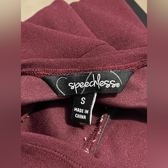 Speechless Burgundy Backless Dress with Lace Detail - Picture 3 of 5